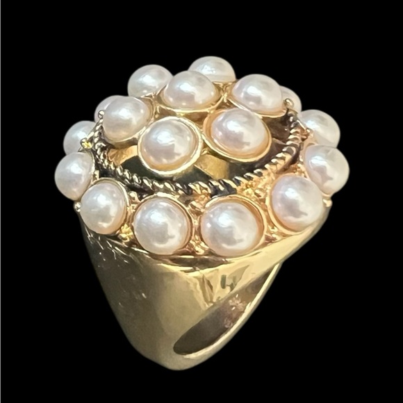 Pearls Cluster ring size 9, in gold tone - Picture 5 of 11
